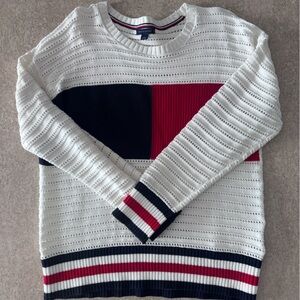 Tommy Hilfiger Sweater - Red, White, and Black 100%cotton size:M